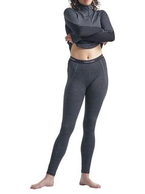 Icebreaker Women Merino Bodyfit Zone 260 Baselayer Thermal Legging XL Grey Black